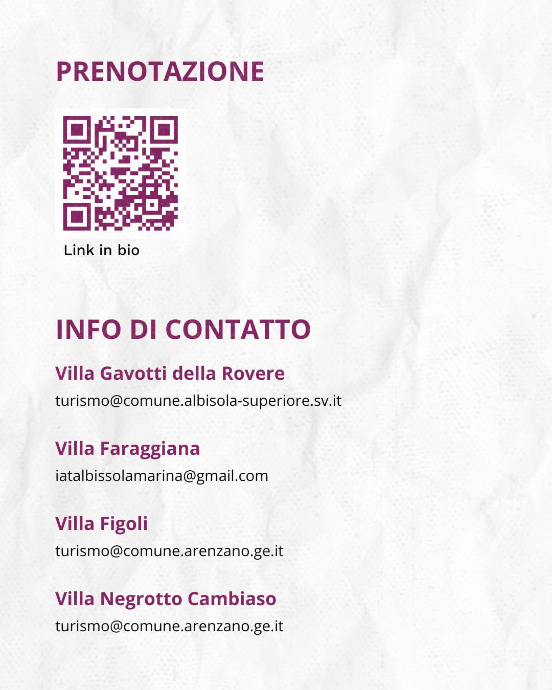 QR code per la prenotazione delle visite - AAA Ville Aperte